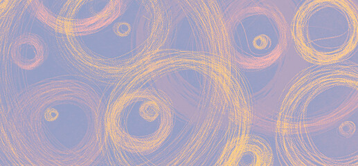 Grunge Circular Painting. Orange Decorative 