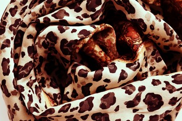 Elegant colorful abstract background from folded silk scarf of spotted and floral patterns. Hand made and decorative concepts.