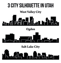 Fototapeta premium 3 city silhouette in Utah ( Salt Lake City, West Valley City, Ogden )