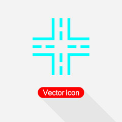 Cross Road Icon, Traffic Icon Vector Illustration Eps10
