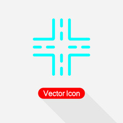 Cross Road Icon, Traffic Icon Vector Illustration Eps10