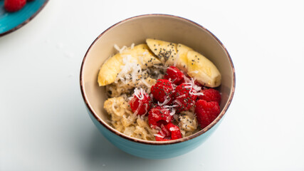 Delicious oatmeal for breakfast in the morning
