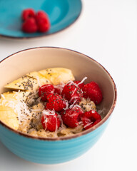 Delicious oatmeal for breakfast in the morning