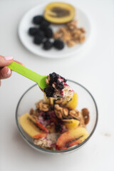 Delicious oatmeal for breakfast in the morning