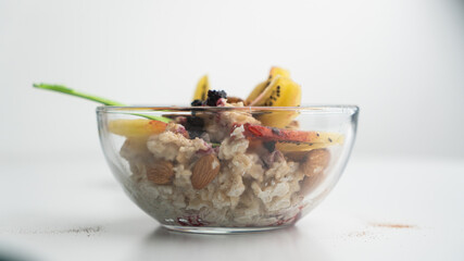 Delicious oatmeal for breakfast in the morning