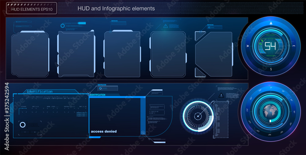 Poster futuristic vector hud interface screen design. digital callouts titles. hud ui gui futuristic user i