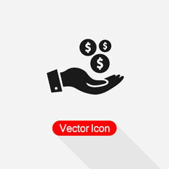Pictograph Of Money In Hand, Coins In Hand Vector Illustration Eps10