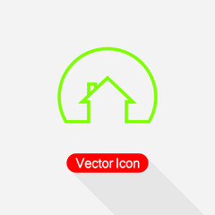 Eco House Real Estate Icon, House In Circle Icon Vector Illustration Eps10