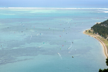 aerial view of Le Morne beach in Mauritius