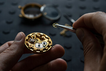 Watchmaker's workshop, mechanical watch repair. SPecial repair kit