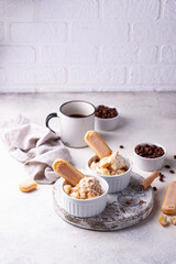 Tiramisu ice cream. Italian dessert