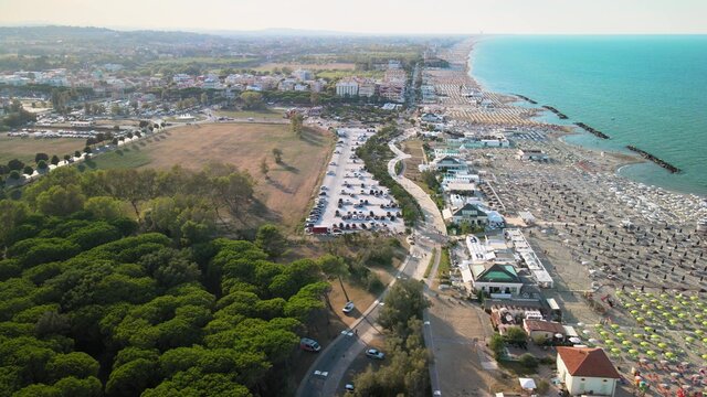 Misano Adriatico, Italy. Aerial view from drone in summer season