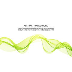 Abstract green wavy lines. Colorful vector background. smoke Transparent green wave
