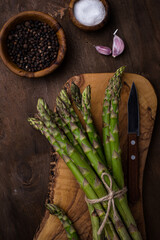 Fresh raw ripe green asparagus