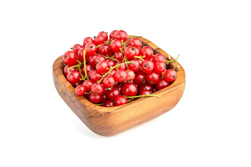 Bowl with red currant berries isolated on white