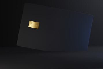 Credit card dark golden design. sample credit card design 3d-illustration