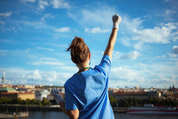 modern medical practitioner woman rejoicing
