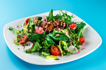 vegetable salad on a blue background