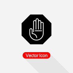 Hand Stop Icon, Hand Icon, Palm Symbol Vector Illustration Eps10