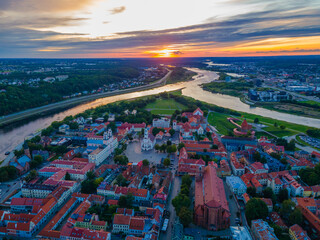Kaunas old town and city hall with cathedral