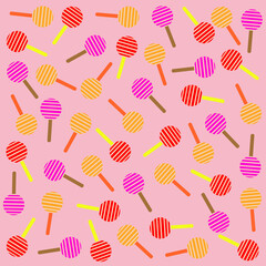 pattern with candy on a pink background