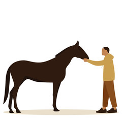 Male character touches a horse