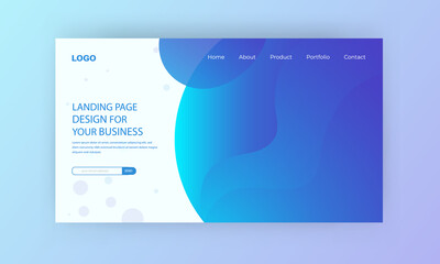 Abstract gradient background landing page design vector