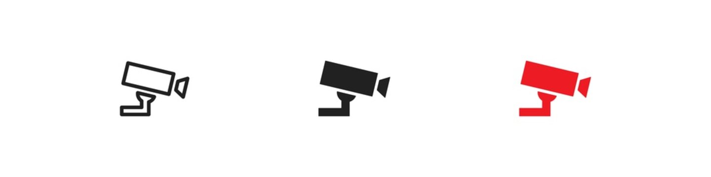 CCTV, simple icon set. Security camera concept illustration in vector flat