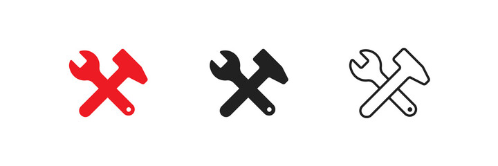 Repair wrench, simple isolated icon set. Service symbol concept in vector flat