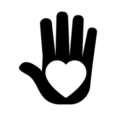 Obraz premium hand with heart shape, silhouette style