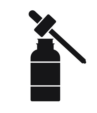 recommend clip art: Vector flat black oil essence bottle isolated on white background