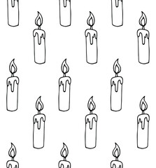 Vector seamless pattern of hand drawn doodle sketch candle isolated on white background