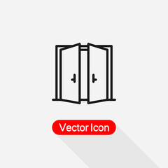 Open Double Door Icon Vector Illustration Eps10