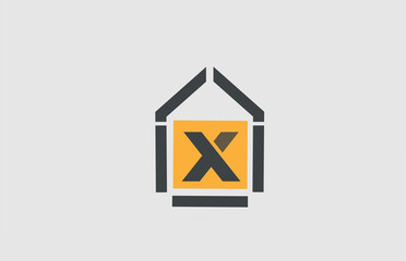 X alphabet letter icon logo. Business and company design with house contour. Real estate or home template