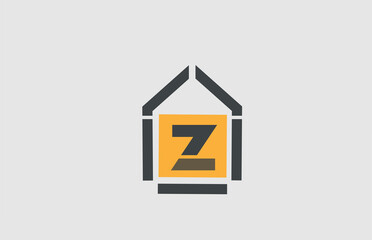 Z alphabet letter icon logo. Business and company design with house contour. Real estate or home template