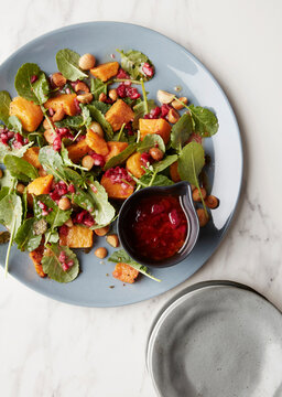 roasted squash salad with balsamic cranberry dressing