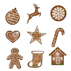 set Christmas gingerbread cookies