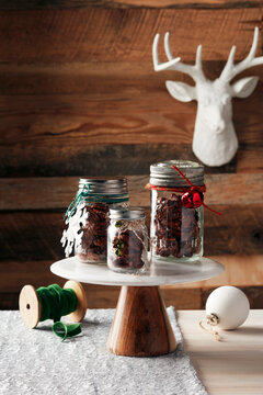 mixed nuts in mason jars festive