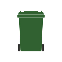 Green trash bin, vector illustration