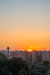 sunset over the city of Marrakech, Morocco