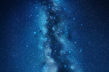 Night starry sky. Milky Way, stars and nebula. Space blue background - obrazy, fototapety, plakaty