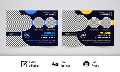 Horizontal conference flyer template Premium Vector