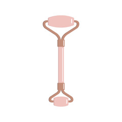 Vector flat cartoon rose quartz massage roller isolated on white background