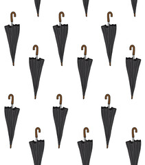 Vector seamless pattern of colored hand drawn doodle sketch umbrella isolated on white background