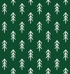 Vector hand drawn doodle sketch white spruce tree isolated on green background