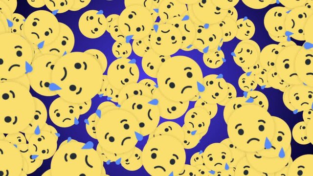 Sad Social Media Emoji, Reactions Animation, Rendering, Background, Loop, 4k
