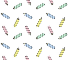 Vector seamless pattern of hand drawn doodle sketch pastel colored pencil isolated on white background