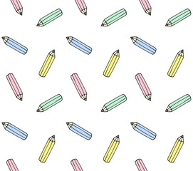 Vector seamless pattern of hand drawn doodle sketch pastel colored pencil isolated on white background