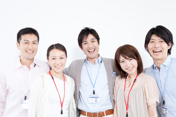 笑顔のビジネスマンとOL