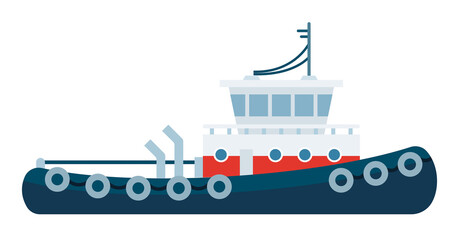 Tugboat for towing and tipping other ships vector icon flat isolated.